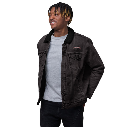 Unisex Christ Life denim sherpa jacket